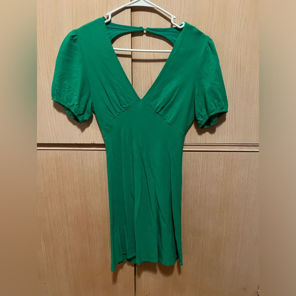 Green V-Neck Dress